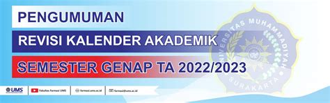 PENGUMUMAN REVISI KALDIK TA GENAP 2022/2023 – Faculty of Pharmacy