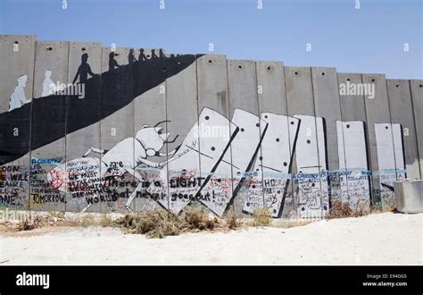 Graffiti covered Israeli security wall, Bethlehem, Palestine Stock ...