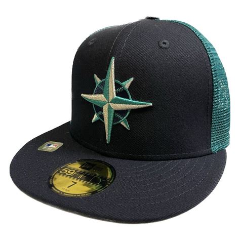 Seattle Mariners Navy Batting Practice Teal Mesh Back 59FIFTY New Era ...