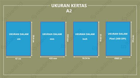 Ukuran Kertas A2 dalam cm, mm, inci dan pixel yang Betul