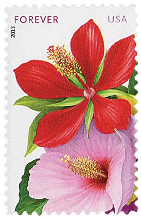 2013 First-Class Forever Stamp - La Florida: Red and Pink Hibiscus ...