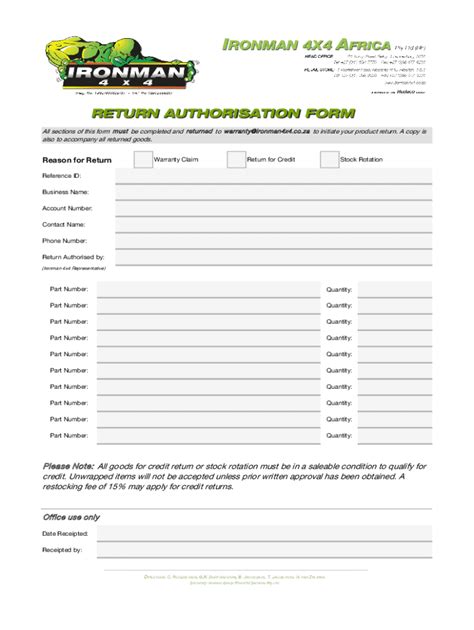 Fillable Online Ironman 4x4 Warranty Claim Form Fax Email Print - pdfFiller