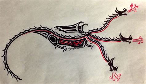 3 headed dragon tattoo design – Aileen's Paintings