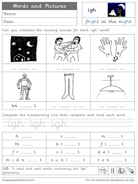 igh worksheets and games - Galactic Phonics