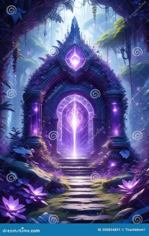 A Magical Purple Portal, Vertical Composition Stock Illustration - Illustration of glow ...