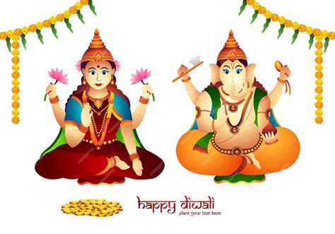 Free Vector | Beautiful celebration happy diwali for ganesh laxmi greeting card background