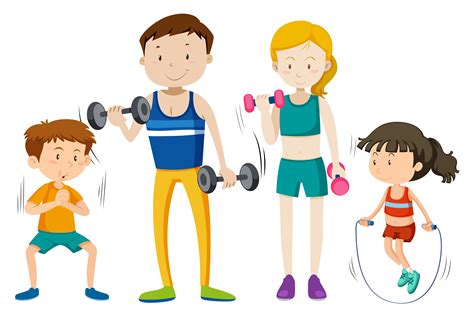 Family workout together on white vackground 296072 Vector Art at Vecteezy