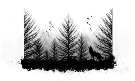 Wolf Head And Forest Tree Tattoo On Back Shoulder | Forest forearm tattoo, Forest tattoos, Tree ...