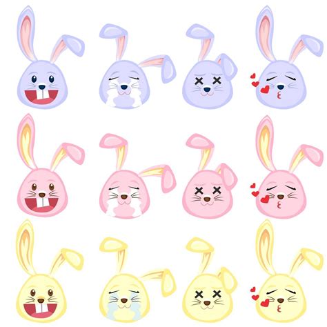 bunny emoji set 620964 Vector Art at Vecteezy