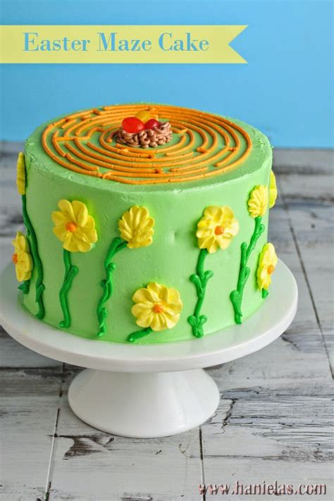 Easter Maze Cake with Simple Buttercream Flowers - Haniela's | Recipes ...