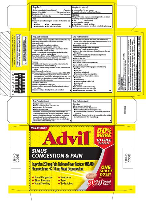 ADVIL SINUS CONGESTION AND PAIN- ibuprofen, phenylephrine hydrochloride tablet, coated