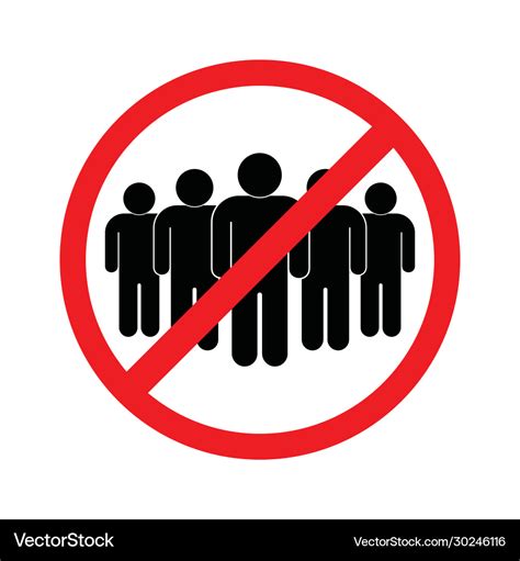 No crowd social distancing sign Royalty Free Vector Image