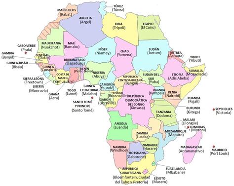 Mapas de los cinco continentes (países y capitales) — Saber es práctico