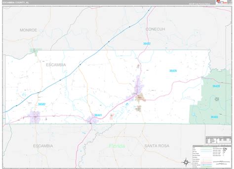 Escambia County, AL Wall Map Premium Style by MarketMAPS - MapSales