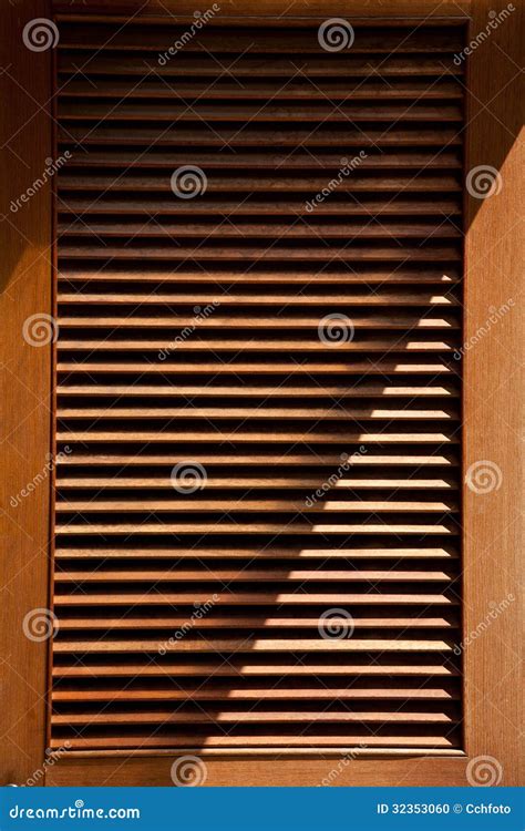 Wood Jalousie Door Stock Photo - Image: 32353060