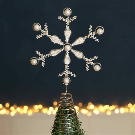 Handmade White Snowflake Christmas Tree Topper By Dibor | notonthehighstreet.com