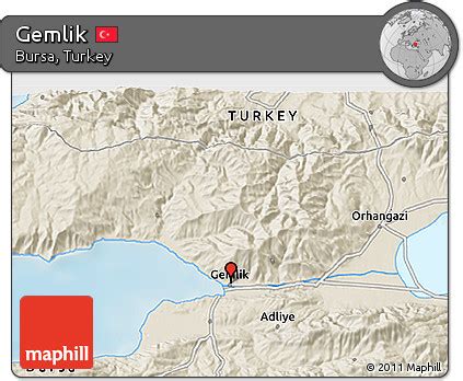 Free Shaded Relief 3D Map of Gemlik