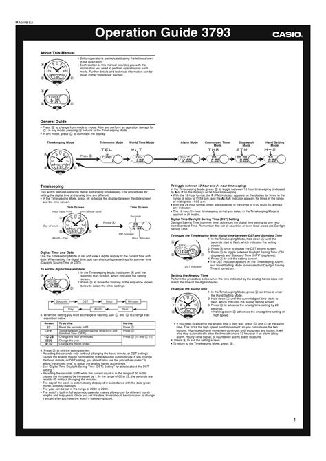 Casio, Manual, Casio watch