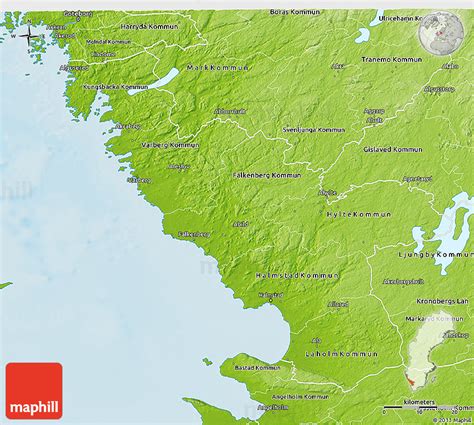 Physical 3D Map of Hallands Län