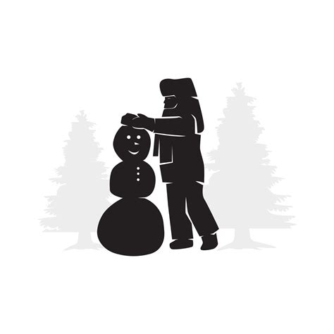 silhouette childern building snowman, christmas silhouette 32506912 Vector Art at Vecteezy