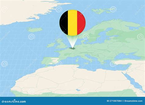 Map Illustration of Belgium with the Flag. Cartographic Illustration of ...