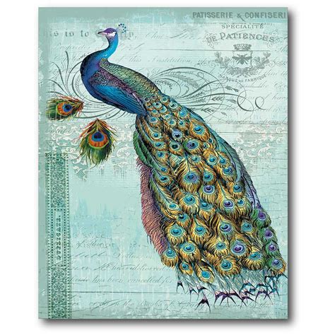 16 in. x 20 in. "Blue Peacock" Canvas Wall Art-WEB-SC331 - The Home Depot