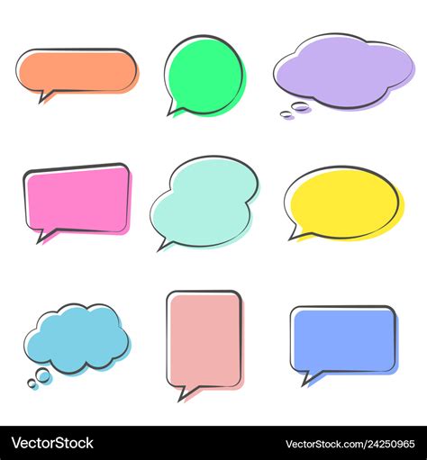 Various cute speech bubble doodle stickers set Vector Image