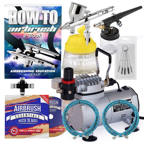 PointZero Pro Multi-purpose Two Airbrush Set - Piston Compressor Kit - Point Zero Airbrush