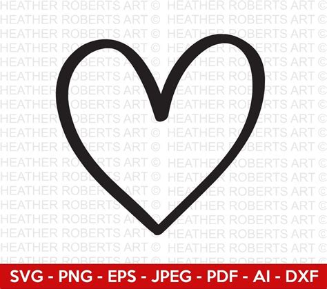 Heart Outline Svg, Heart Svg,sketch, Hand-drawn Heart Svg, Valentine ...