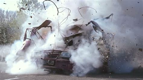 Car Explosion On Road Slow Motion Stock Footage Video (100% Royalty ...