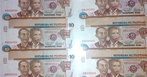 Philippine Currency Collection: Uncut 10 Philippine Peso (currency) bills collection