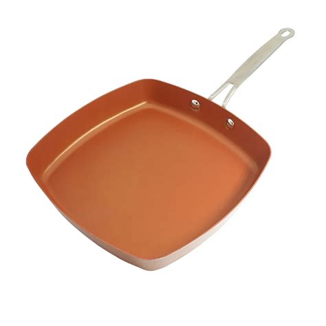 Non stick Copper Square Pan with Ceramic Frying Red Pans Copper Oven ...