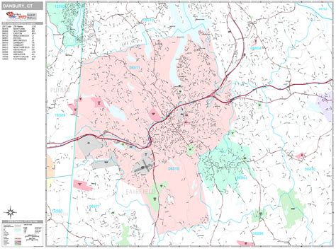 Danbury Connecticut Wall Map Basic Style By Marketmaps | Images and Photos finder