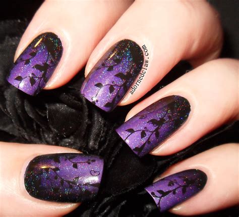 Black And Purple Nails, Nails Yellow, Purple Nail Art, Purple Nail ...