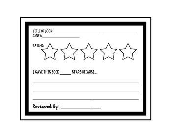 Five Star Book Rating Form by Amie Roberts | TPT