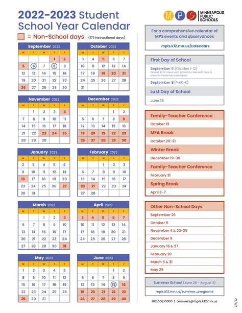 Minneapolis Public Schools Calendar Holidays 2022-2023