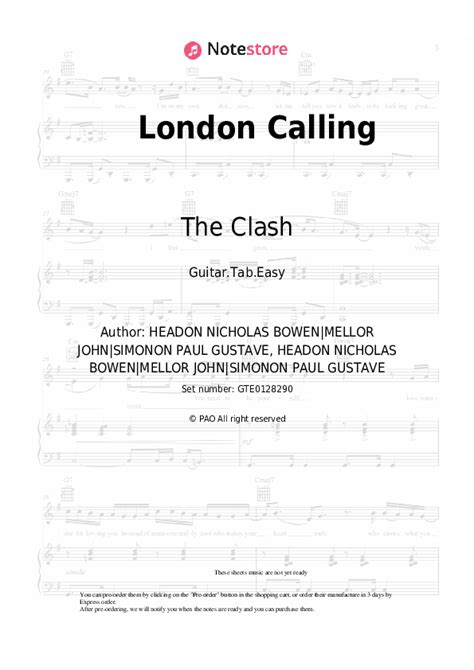 The Clash - London Calling guitar chords and tabs in Note-Store.com ...