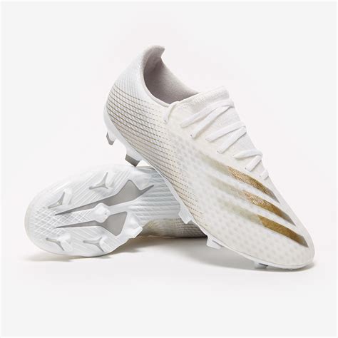 adidas X Ghosted .3 FG - White/Metallic Gold Melange/Silver Metallic - Firm Ground - Mens Boots ...