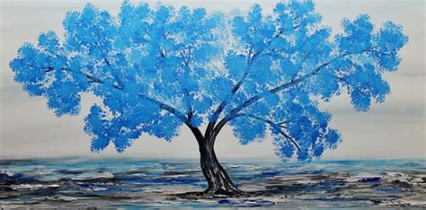 Blue Blooming Tree, Buy 2 Get 1 Free., Painting by Artstage | Artmajeur