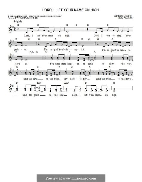 Lord, I Lift Your Name on High by R. Founds - sheet music on MusicaNeo