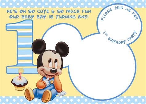 Mickey Mouse 1St Birthday Invitations Template Free