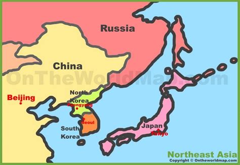 Map of Northeast Asia | Asia map, East asia map, Asia