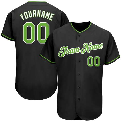 Custom Personalized Black Neon Green White Baseball Jersey - Teeruto