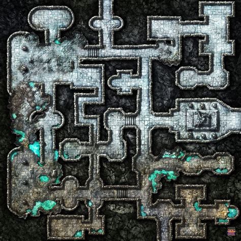 Dungeon Dimensions Ice / Water Quarter - Indoors E3 | Dungeon maps, Fantasy map, Snow map