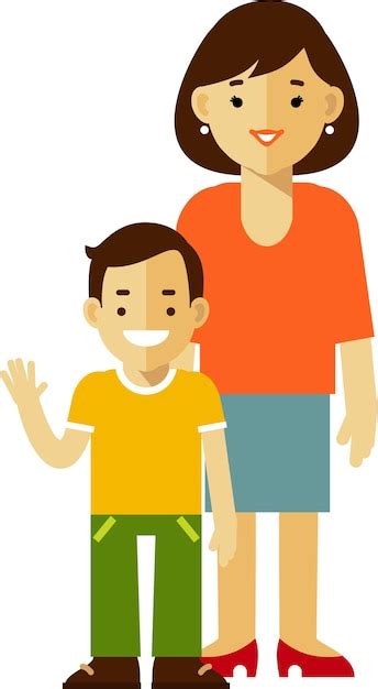 Premium Vector | Happy Family Single Mother and Son Standing Together