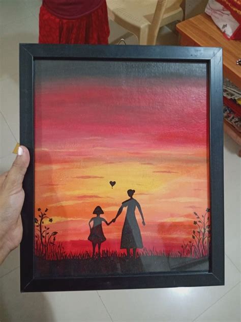 Sunset Mother daughter painting | Mother painting, Nature art painting, Diy canvas art