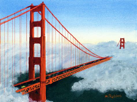 Golden Gate Bridge Sunset Painting by Mike Robles - Fine Art America