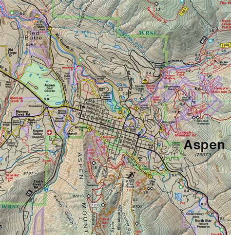 Aspen - Snowmass Trails | Recreation Topo Map | Latitude 40° maps