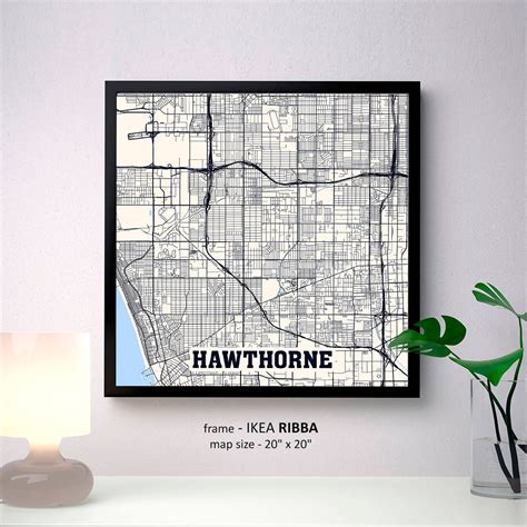 Hawthorne California Map Print Hawthorne Square Map Poster | Etsy