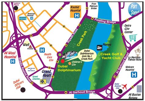 Dubai Dolphinarium map - Dolphin show Dubai location map (United Arab Emirates)